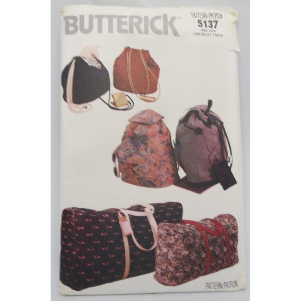 Butterick 5137 Bags Backpacks Duffel  Vintage 80s Travel Utility